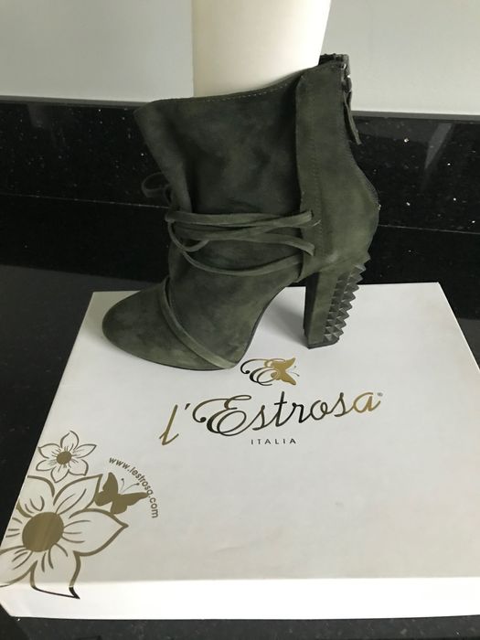 Botki włoskie firmy L Estrosa  Skóra Nubuk  roz.37  kolor Khaki
