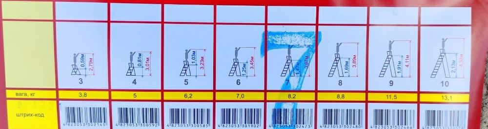 Драбина - стремянка 4 5 6 7 8 9 10 сходинок металева