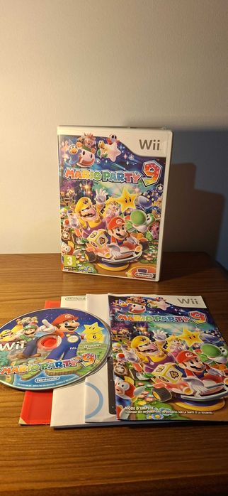 Mario Party 9 Wii em estado satisfatório geral com caixa e manual