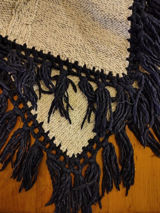 Dziergane Poncho Wełniane. Handmade. Unikat