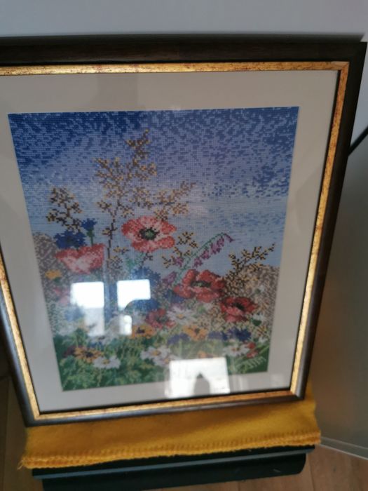 Obraz haftowany kwiaty polne