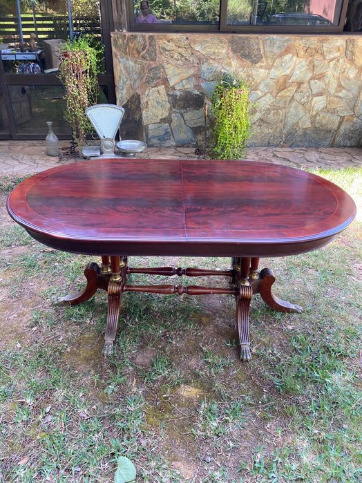 Grande Mesa Oval Mogno de Cuba Pés Garras Bronze 1,65 a 2,12 mt de cmp