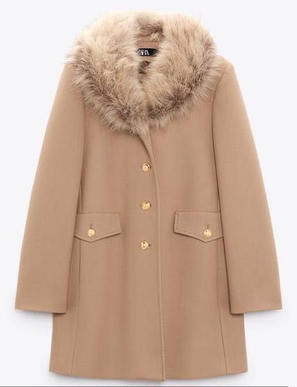 Casaco L reto com lã (Novo)