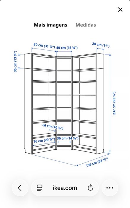 Estantes Ikea billy . Sistema de canto