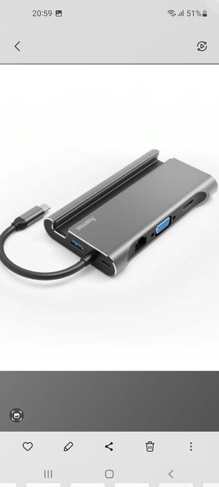 Док-станция HAMA 7-в-1 USB-C для 3Х USB-A 3.1, HDMI, VGA, LAN ..