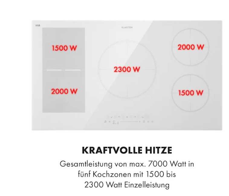 Індукційна плита  Чорний і білий колір Klarstein Delicatessa 90 Hybrid