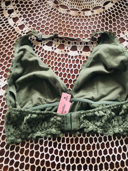 Hunkemöller Zielony Biustonosz z koronką halterneck M