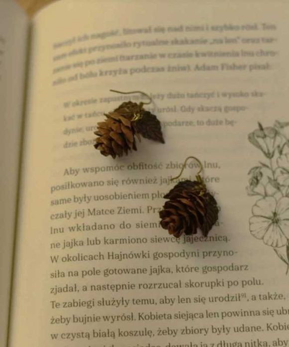 Leśne kolczyki naturalne dla jesieniary fanki natury - szyszki