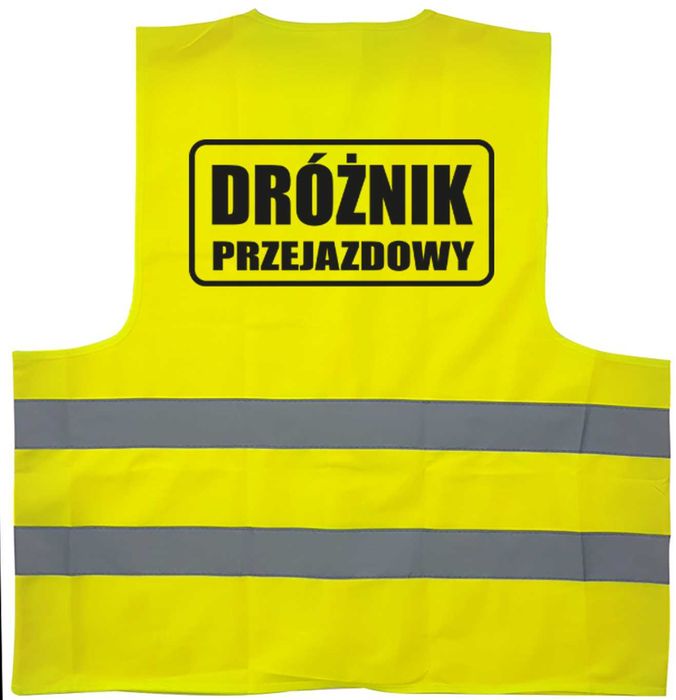kamizelka odblaskowa, kamizelka z nadrukiem dróżnik przejazdowy