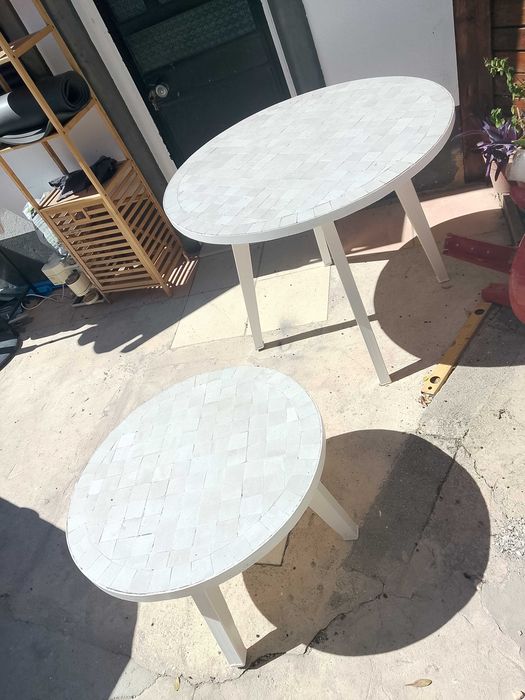 urgente 2 bonitas mesas Jardim em ferro e cimento