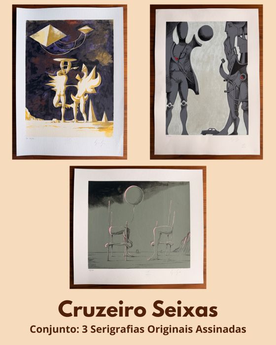 Lote 3 Serigrafias CRUZEIRO SEIXAS - Originais e Assinadas