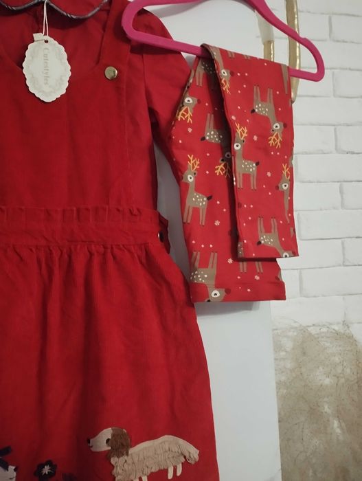 Koszula czerwona nowa getry spódnica tu r 104