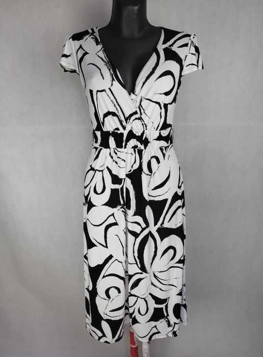 Biała czarna letnia sukienka damska merona rozmiar M