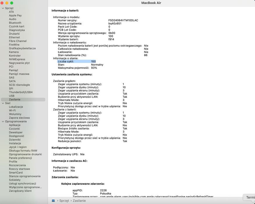 MacBook Air M2 silver mało cykli 512GB, 8GB RAM