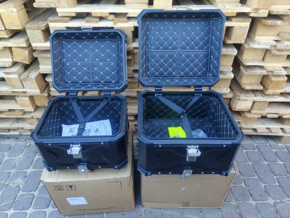 ALUMINIOWY kufer motocyklowy centralny CZARNY 45L / 55L / 65L+ PŁYTA