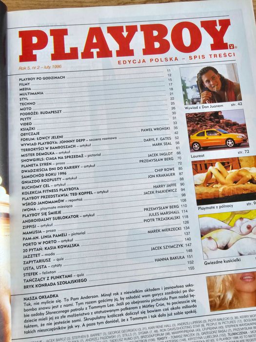 Playboy 2/1996 - PAMELA ANDERSON, Iwona Gąsowska, Johnny Depp