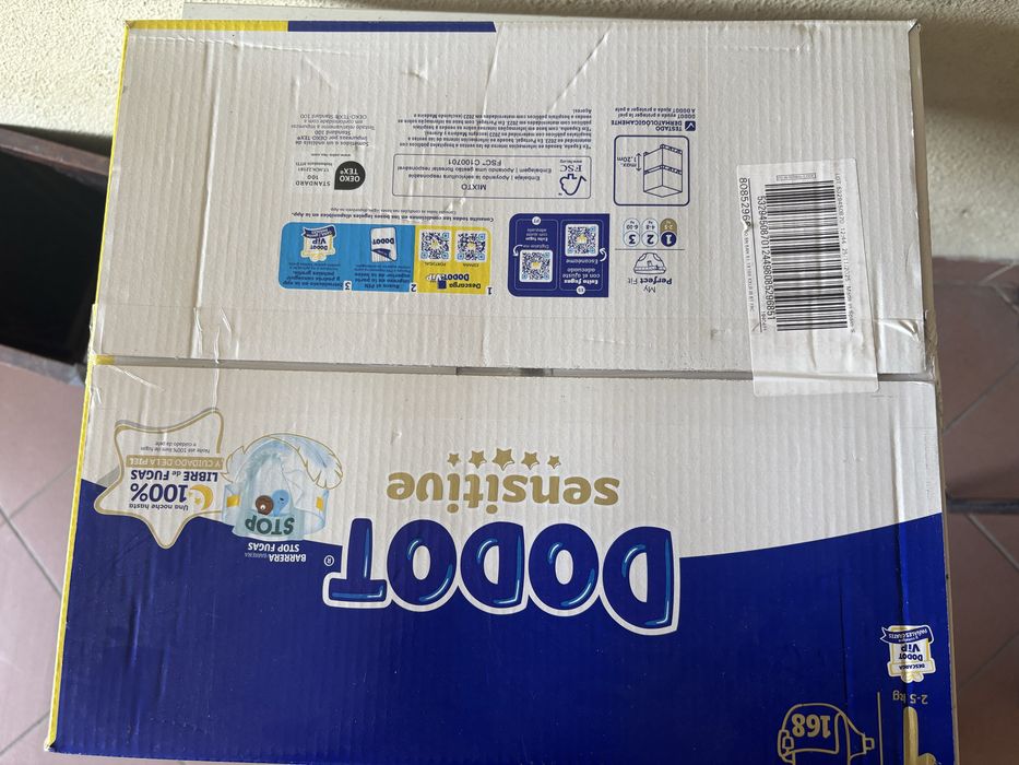 Fraldas Dodot Sensitive T1 (2–5 kg) – 168 unidades