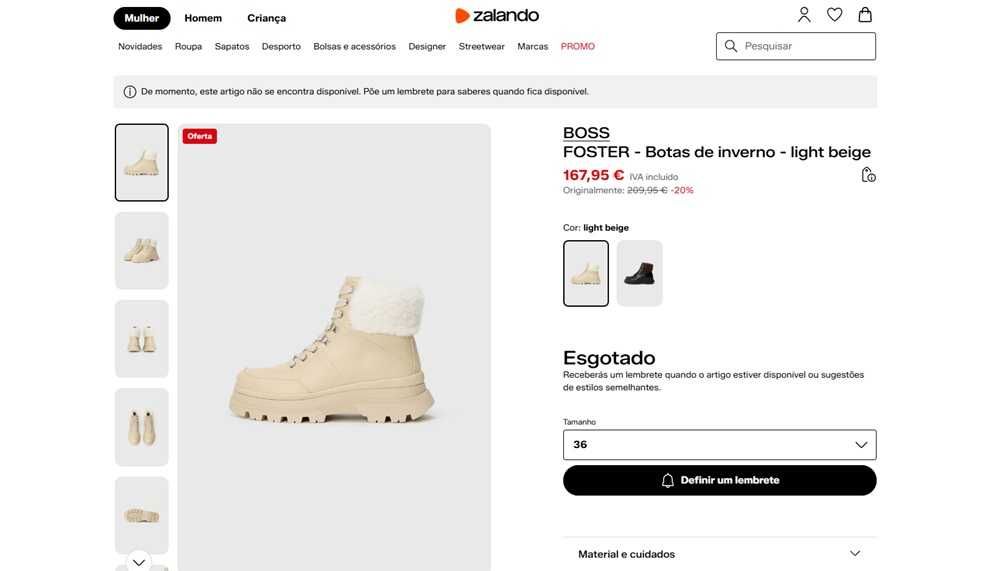 Boss Foster Botas cor bege claro Tam 41