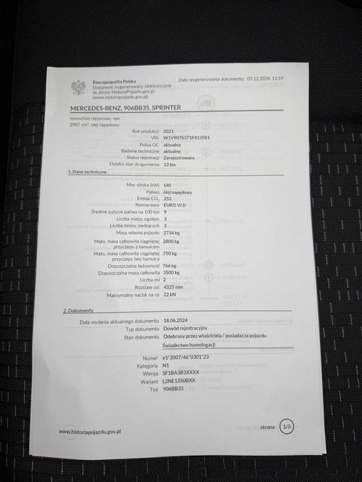 Капсула часу Новий Mercedes-Benz 319 CDI 3.0 (190 к.с.) 2021, 1 т.км