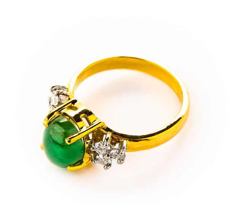 Złoty Pierścionek - 14K - 3,95g - SZMARAGD - DIAMENTY - Kraków