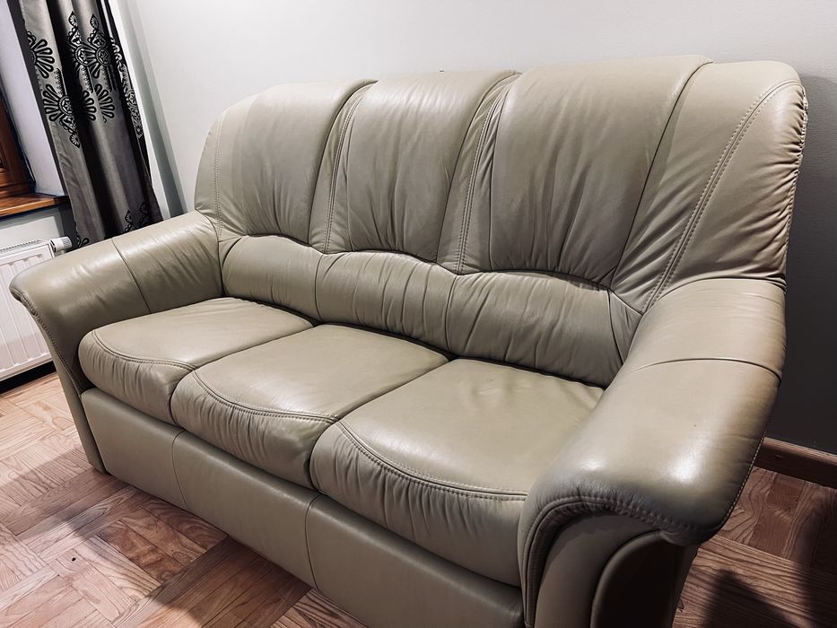 Wypoczynek skórzany  sofa plus dwa fotele