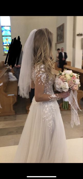 Suknia sukienka ślubna z długim rękawem XS