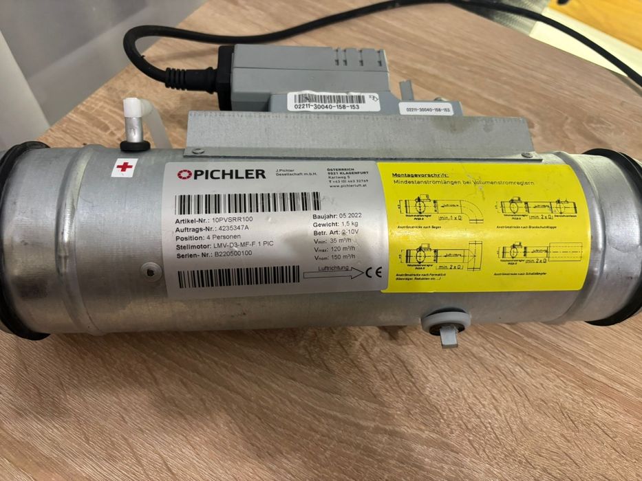 NOWY regulator przepływu powietrza Pichler OPSVR100 – 230V – HVAC
