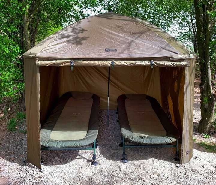 Nowy Parasol Wędkarski Namiot XL Pełna Osłona 8000mm 185cm Karpiowy Zasiadka 2 Leżanki Jezioro Rzeka Karp Feeder Biwak Zielony
