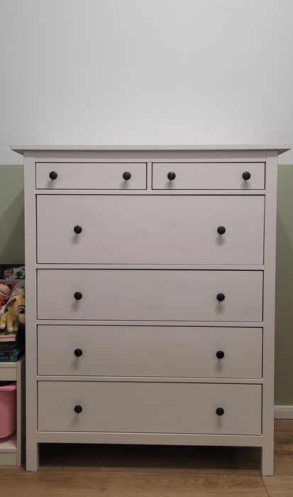 Ikea HEMNES Komoda, 6 szuflad, biała bejca, 108x131 cm