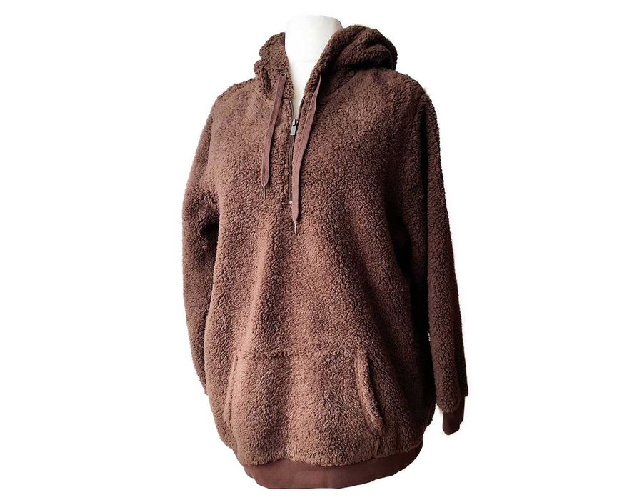 Bluza pluszowa z kapturem brązowa kangurka wiosna duża 48/50 5XL BPC