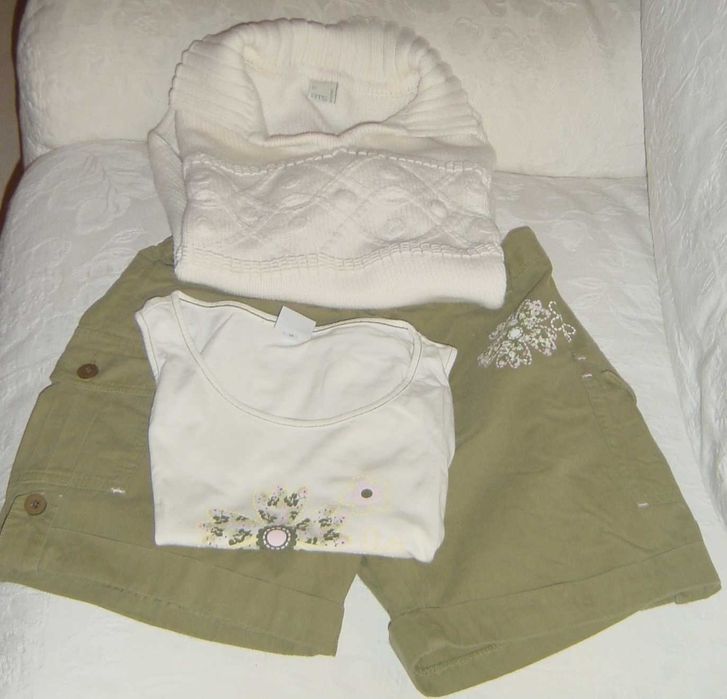 Conjunto 3 peças Verão BROTES p/ menina: T 12A Calção+Top+Camisola
