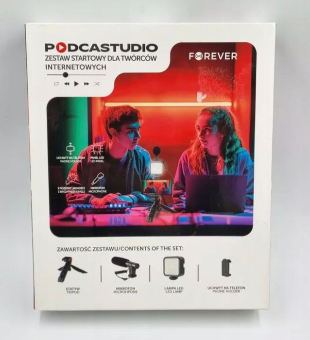 Forever PODCASTUDIO ZESTAW STUDYJNY Mikrofon Karta Dźwiękowa Mikser St
