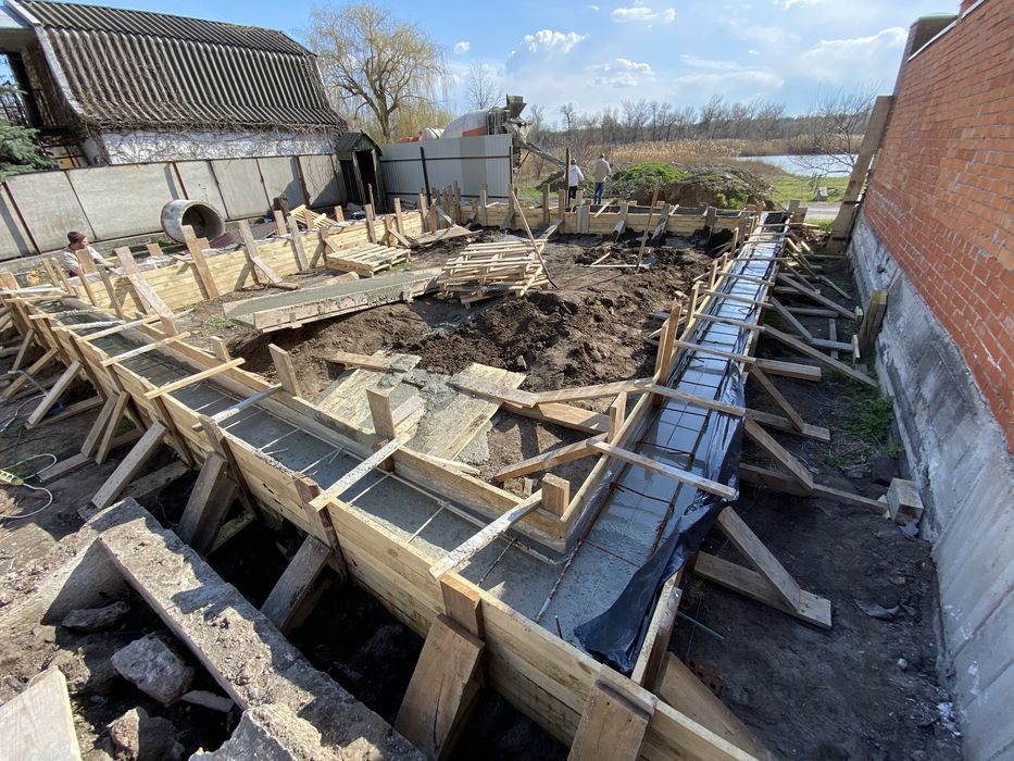 Бетонные работы фундамент стяжка отмоста