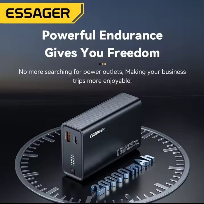 Essager Power Bank 20000mAh Portable PD 65W Fast Charging Mobile Phone