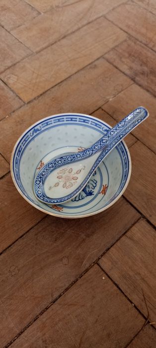 Taça e colher porcelana chinesa