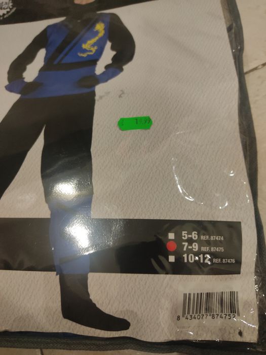 Fato/ mascara de Ninja 7-9 anos