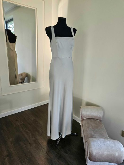 Sukienka maxi sage szałwiowa Asos L 40 satynowa