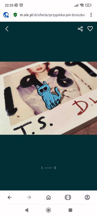 Przypinka Pin serce Taylor Swift plus kot 1989