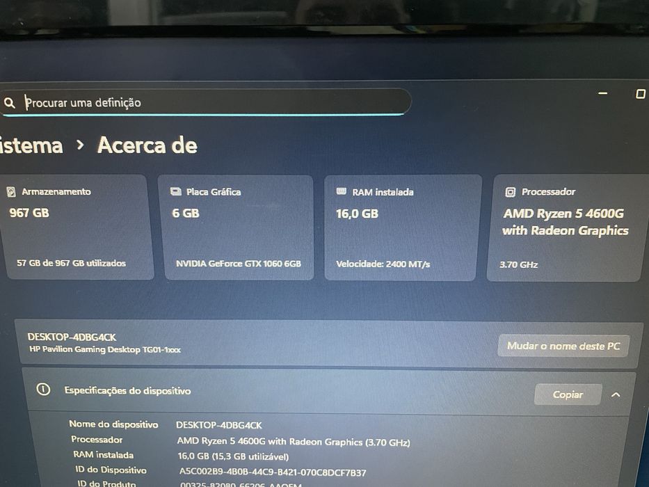 HP Gaming Ryzen 5 4600g/1060 6Gb/16Gb DDR4/1TB SSD