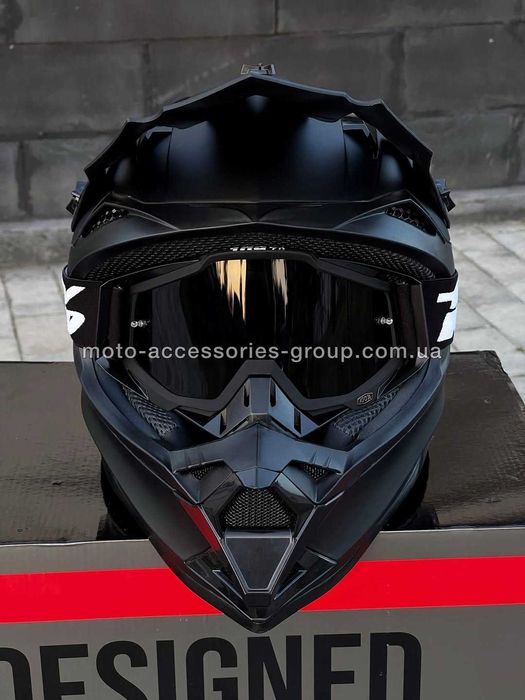 Кросовий шолом чорний матовий мотошолом мото шлем кроссовый ендуро