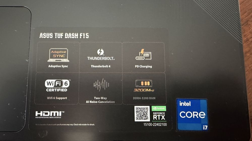 ASUS TUF 15” Ultra Slim gaming - i7 / 40gb ram / rtx 3050Ti / 1.5TB ssd