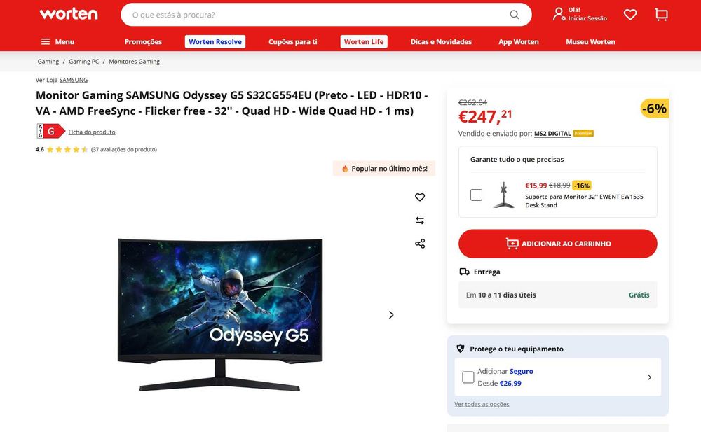 3 Monitores Samsung Odyssey 32" LED QHD 165Hz