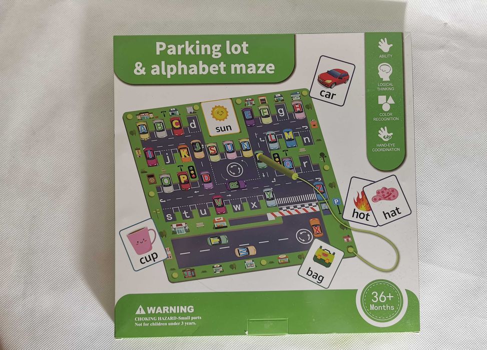 Montessori zabawka dla dzieci 3+, gra magnetyczna, labirynt drewniany