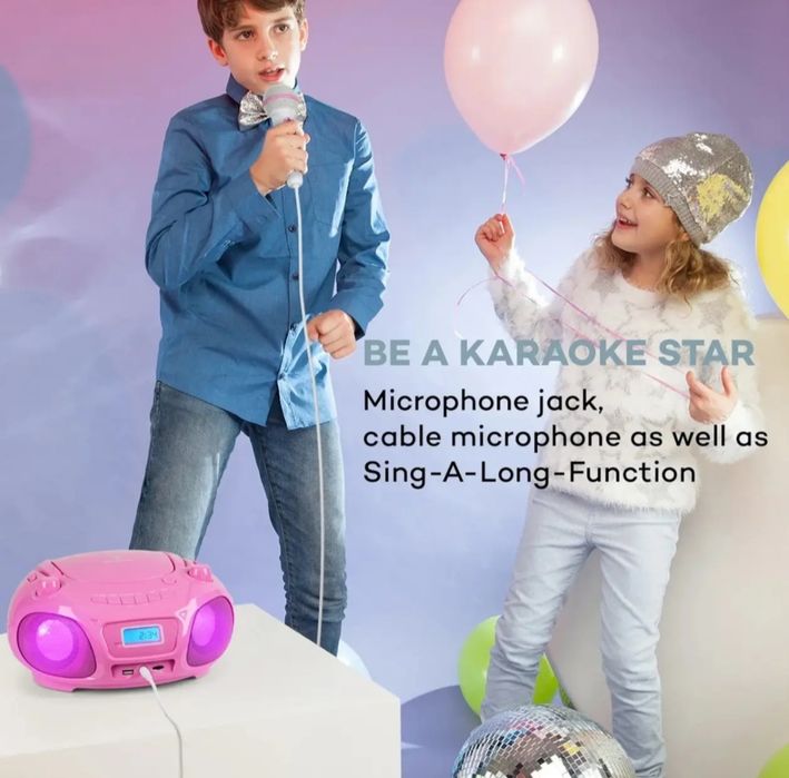 Новий Бумбокс, караоке auna Roadie Sing CD FM, ВТ, мікрофон, LED