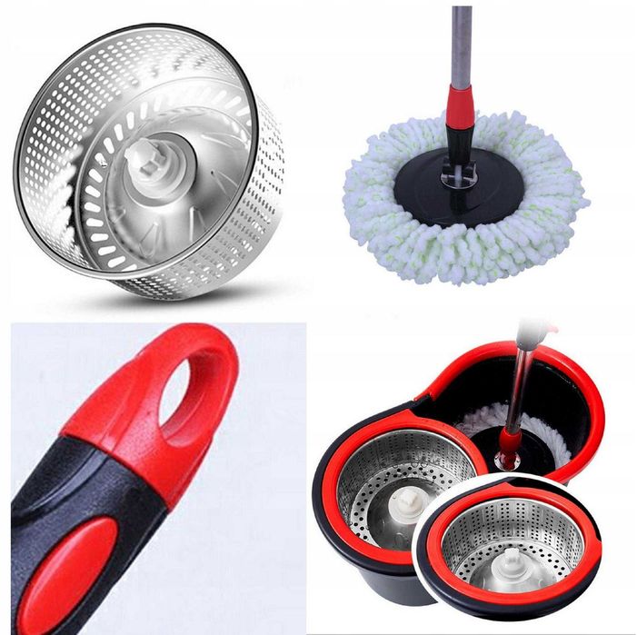 MOP Obrotowy ROTACYJNY 360 SPIN TURBO 3w1 NAKŁADKI Mikrofibra Wiadro