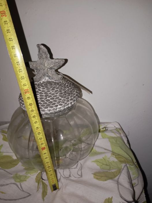 Pote/Jarra decorativa com tampa de estrela-do-mar