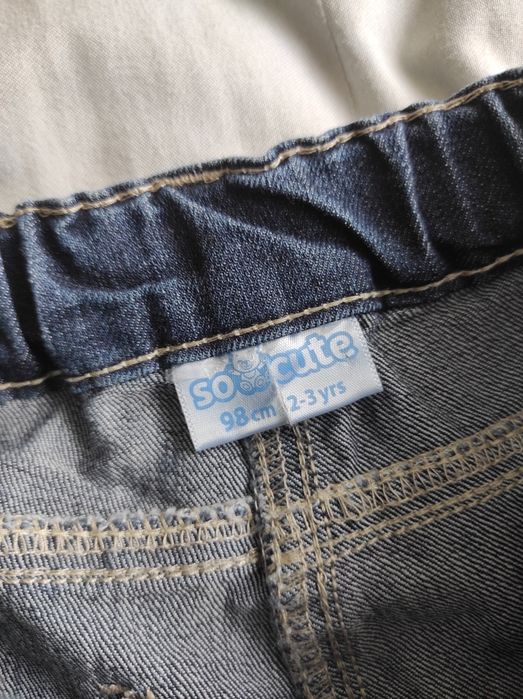 Spodnie spodenki jeansowe jeansy 98 mankiet kratka