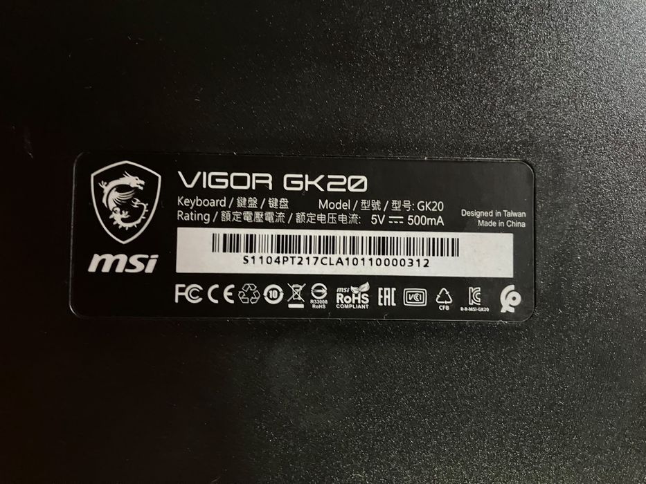 Teclado Gaming MSI GK20