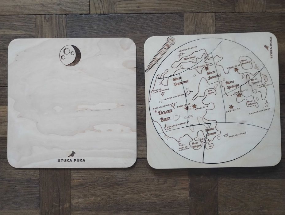 Stuka Puka zestaw 3 drewnianych układanek kosmos Montessori