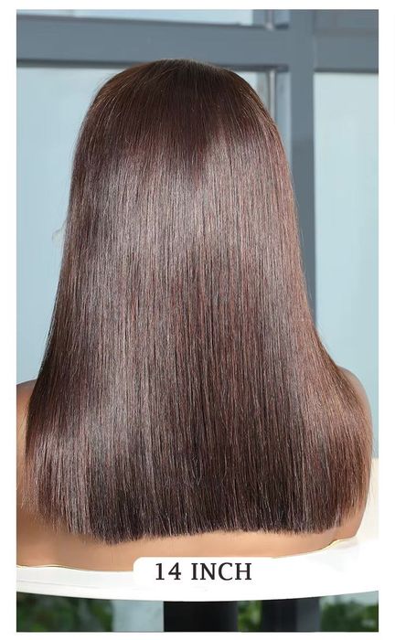 Peruka na zamówienie włosy naturalne 100% ludzkie brązowa przedziałek